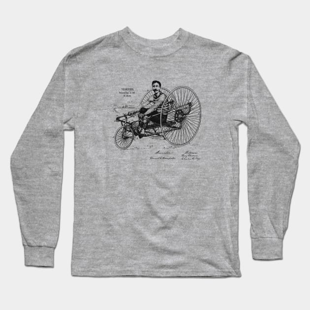 Vintage Velocipede Art 1887 Patent Long Sleeve T-Shirt by MadebyDesign